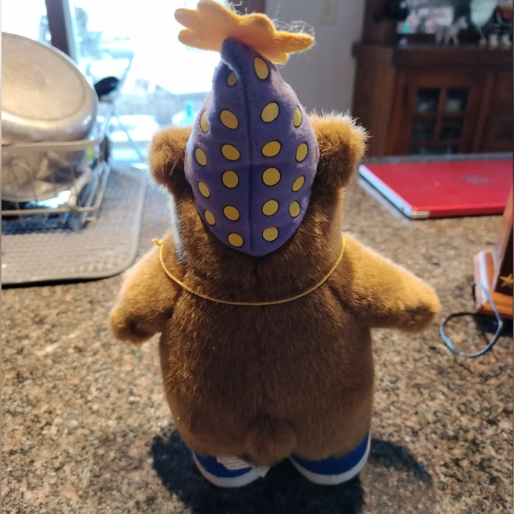 Party Time Bear Plush with Blue Shoes Vintage